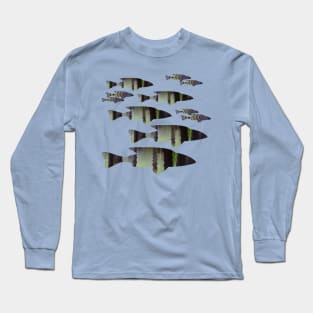 Fish Abstracts- Green Fish Long Sleeve T-Shirt